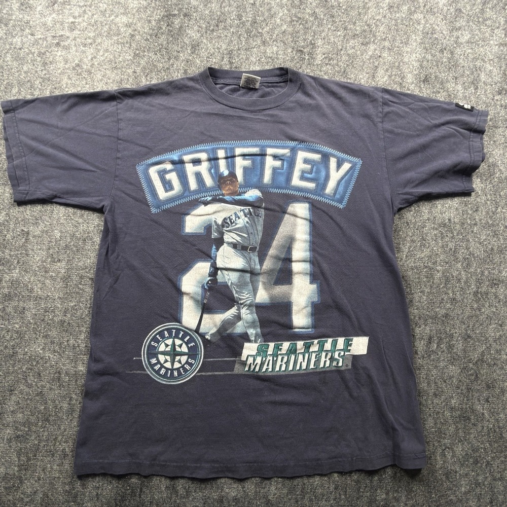 Vintage Starter Ken Griffey Jr Seattle Mariners T Shirt Mens Medium Gray